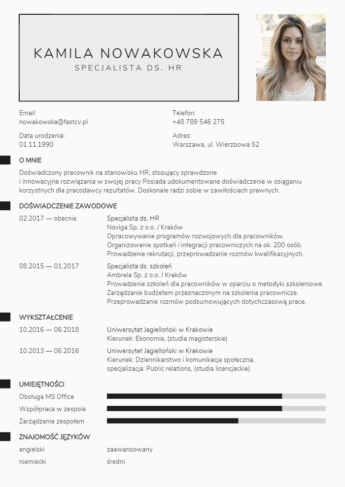 Najlepsze wzory CV. Uzupełnij wzory CV online.
