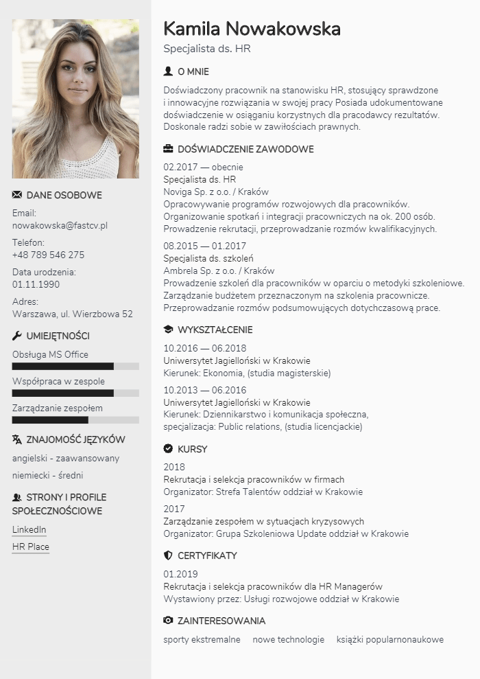 Najlepsze wzory CV. Uzupełnij wzory CV online.