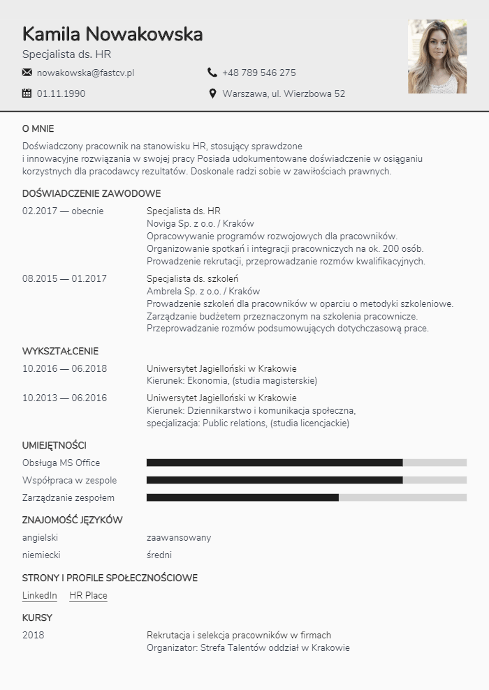 Najlepsze wzory CV. Uzupełnij wzory CV online.