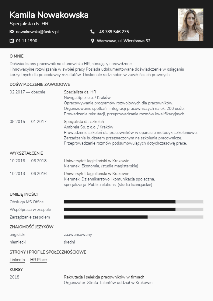 Najlepsze wzory CV. Uzupełnij wzory CV online.